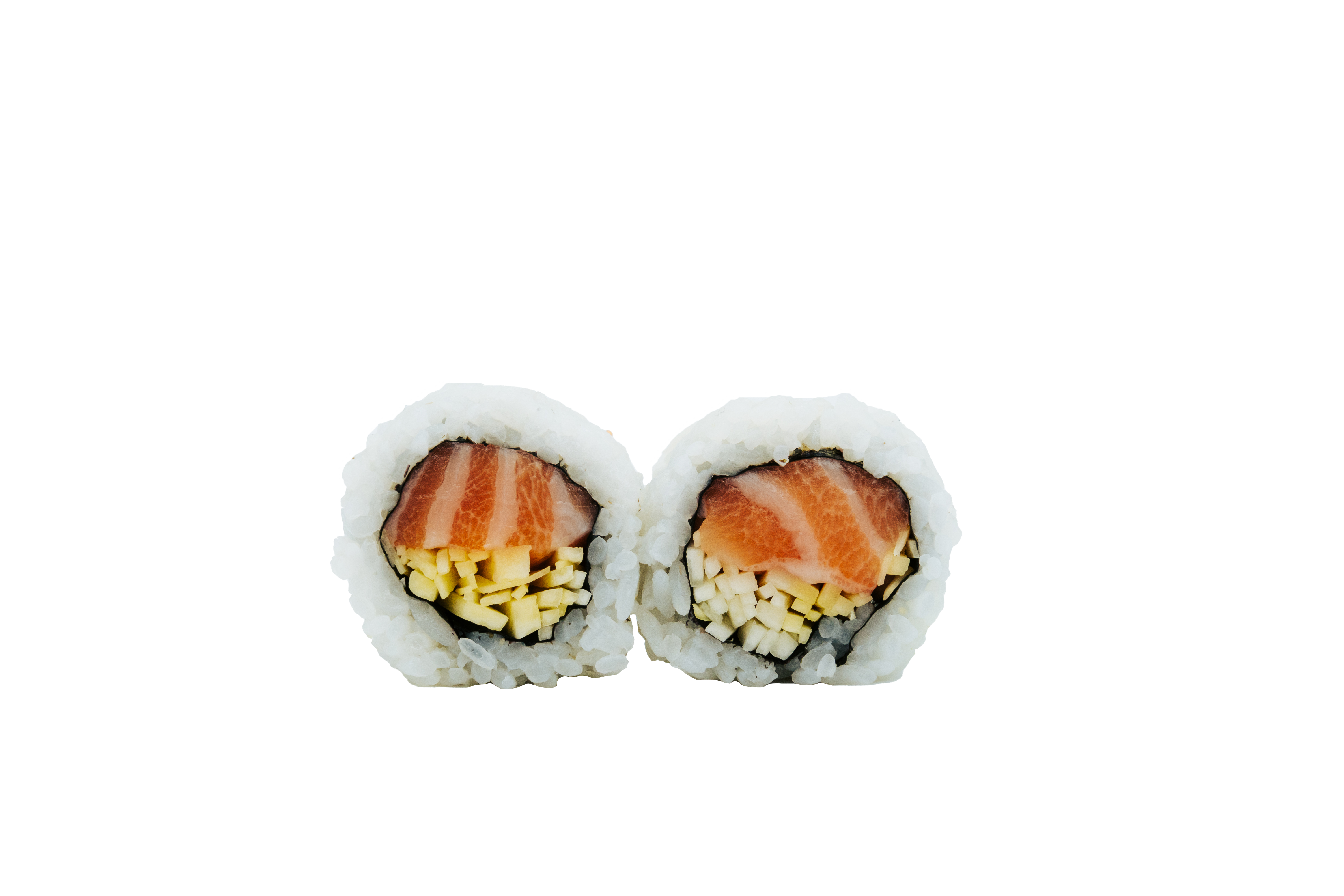 <span style="font-weight: 700;">URAMAKI - SAKE mango&nbsp;(5 Stück)</span><br>